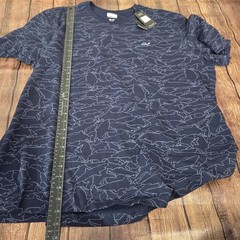Greg Norman T-Shirt Mens 3XL Navy Scattered Shark Print Golf Dadcore Coastal