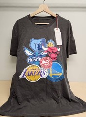 ZADIG & VOLTAIRE BULLS HORNETS LAKERS HAWKS WARRIORS NBA TEAM LOGOS GRAY T-SHIRT