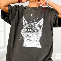 Weirdcore Cat Shirt, Grunge Harakuju Creepy Horror Goth Cat Shirt, Trippy Shirt
