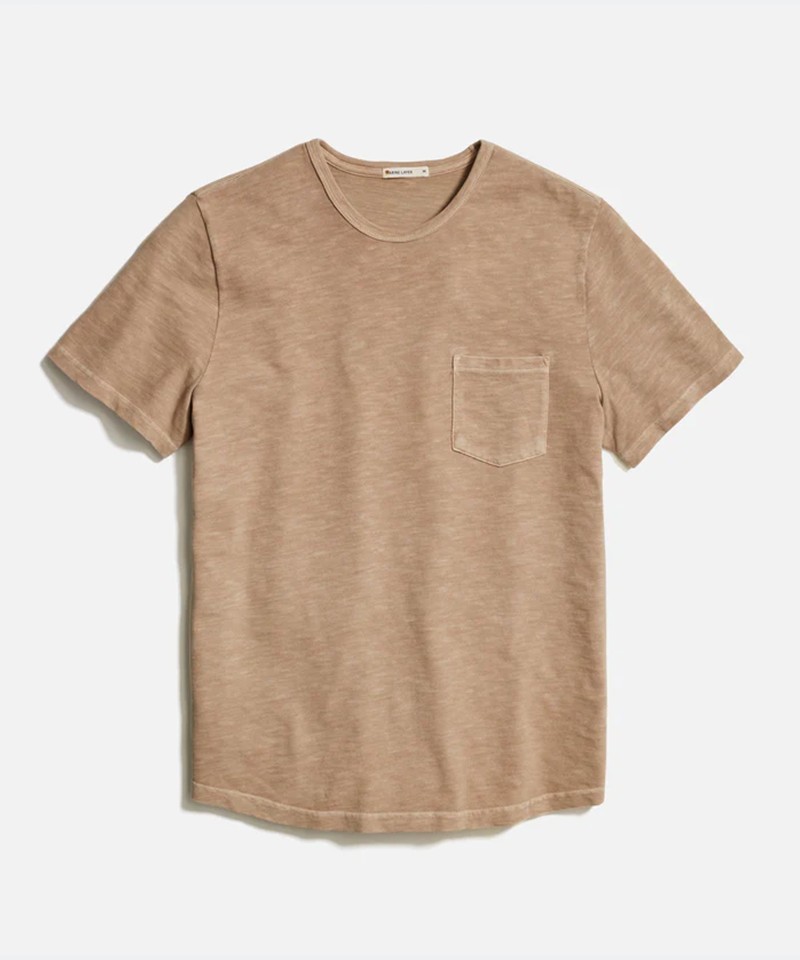 Marine Layer Vintage Heavy Slub Pocket Tee Mens Small Taupe Soft $54 NWT