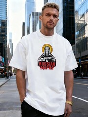 Letter Graphic 100% Cotton Men’s T-Shirt, Suitable for Daily Streetwear
