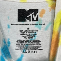 MTV T-Shirt Mens Medium White Tie Dye Short Sleeve Spring Break 94 Graphic Retro