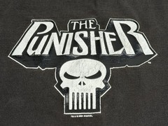 Vintage 2001 The Punisher Marvel Skull Puff Print Tee Delta Black Mens L