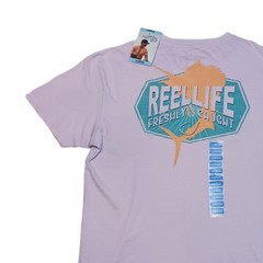 Reel Life Men’s Large T Shirt Short Sleeve Washed Pink Tee Fishing
