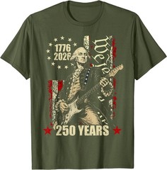 250 Years George Washington American Flag 1776-2026 July 4th T-Shirt