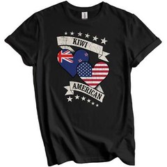Kiwi American Heart Flags New Zealand USA T-Shirt – New Zealand Gift