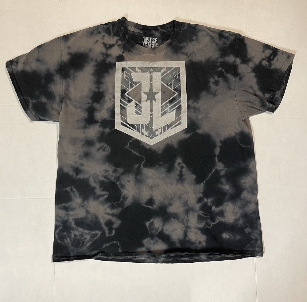 Justice League DC Comics Mens Black Bleach Wash T-Shirt Size XL