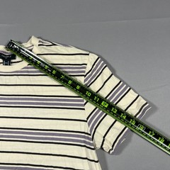 Forever 21 T Shirt Men Medium Beige Purple Striped Cotton Straight Hem Crew Neck