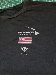 Hinano Hawaii Tahiti T Shirt Black Tee men’s size L Camo Graphic DISCOLORATION
