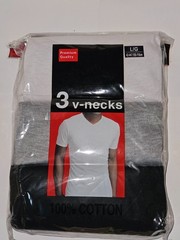 Marco Giovanni 3 Pack V-Neck T-Shirts 100% Cotton White Gray Black L/G 42-44 New