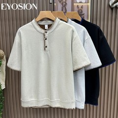 Men’s Henley Shirt Old Money Style Short Sleeve Casual Slim Fit Knit T-Shirt