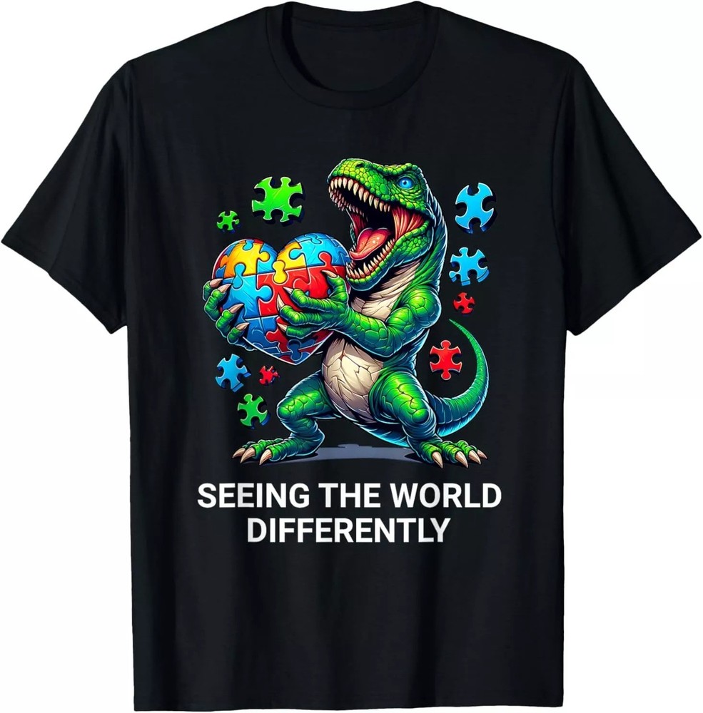 2026/Autism Awareness Seeing the World Differently Dinosaur Casua T-Shirt