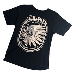 Elwood Denim Skull Headdress Graphic Tee Black Streetwear Skate Shirt Mens M