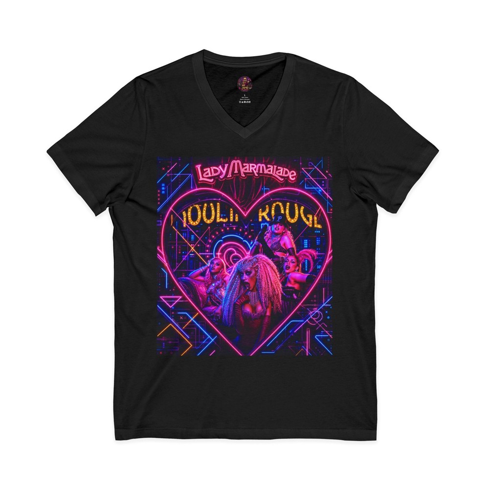 Retro Neon Pop Art V-Neck Graphic T Movie Soundtrack Streetwear Heart Shirt 3005