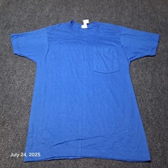 Vintage Walmart Single Stitch Plain Blank Pocket T Shirt Blue Size Small