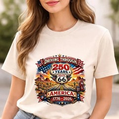 Route 66 250 Years America T-Shirt, Patriotic USA Flag 1776-2026