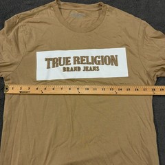 True Religion Beige Spell Out Logo Graphic Casual Streetwear T Shirt Mens Size S