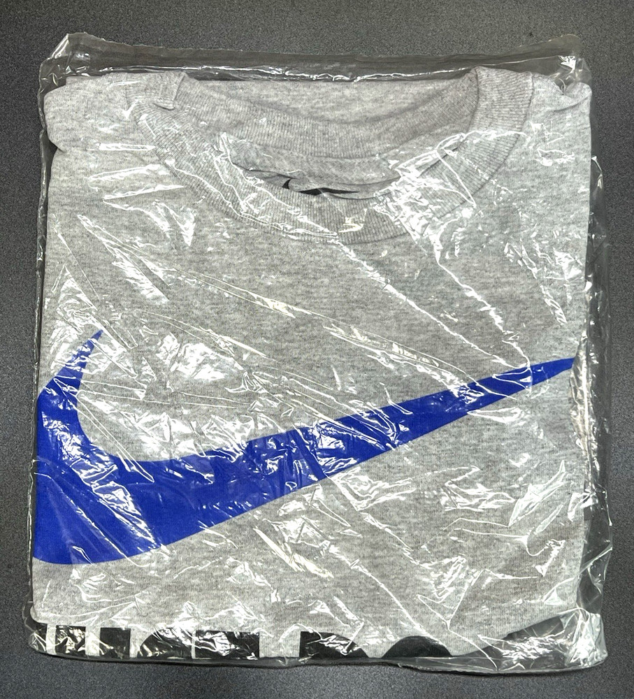 Nike JUST DO IT Swoosh Tee Shirt – AA2097 050 – Grey Black Blue Sz S