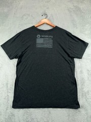 Mens Shirts Large WOD LIFE Training Gray US Flag Graphic Logo Crew Short Sleeve