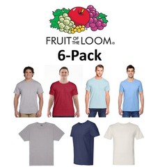 Fruit of the Loom Men’s 6 PK Iconic T-Shirts – Assorted Colors Size S to 4XL
