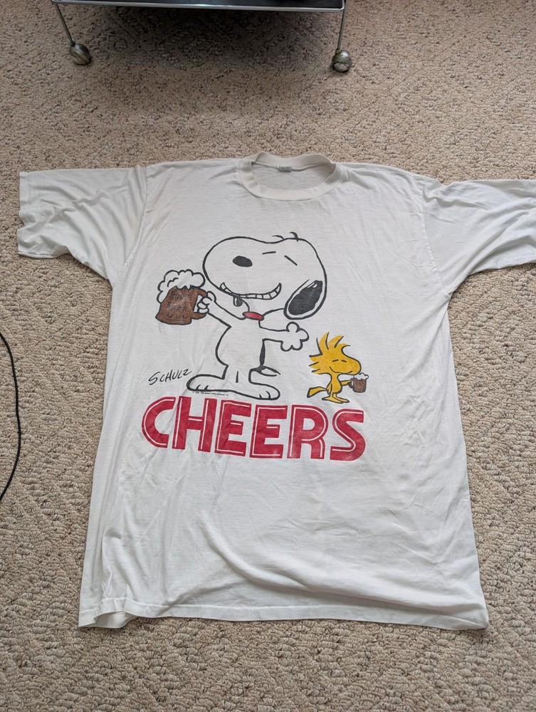 Vintage ’80s Snoopy Woodstock Peanuts Cheers Oversized Single Stitch T-shirt Vtg
