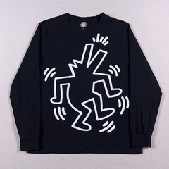 Pop Shop Keith Haring Shirt Mens Large Dancing Dog Art Double Sided Black