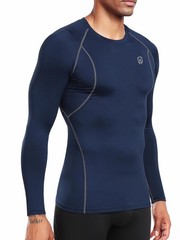 NELEUS 4 Pack Men’s Workout Shirts Compression Dry Fit Long Sleeve Shirts,Cre…
