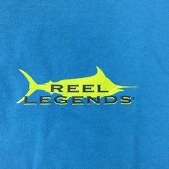 Reel Legends Shirt Mens Large Blue Marlin Fish Graphic Tagless Tee Outdoor