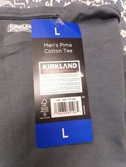 Kirkland Signature Men’s Pima Cotton Slub Tee, Gray, Size L