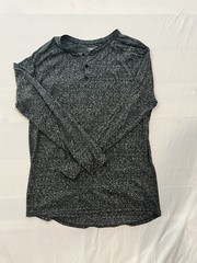 LuLaRoe Patrick Henley Shirt Mens Large Gray Marled Long Sleeve Casual Tee