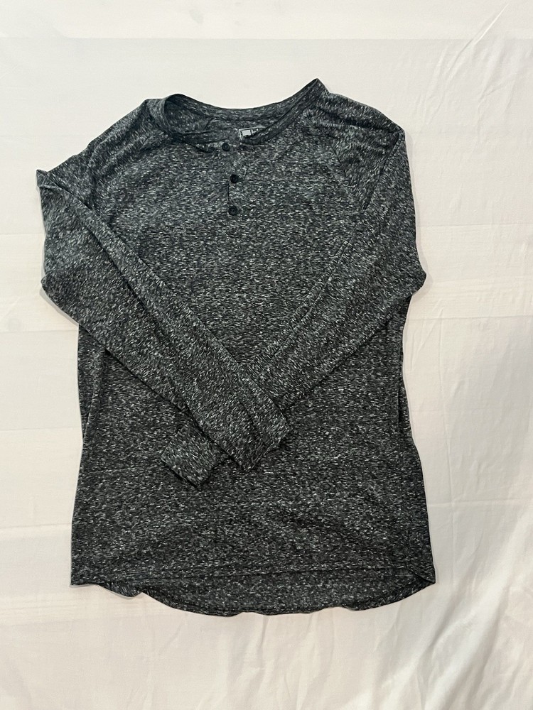 LuLaRoe Patrick Henley Shirt Mens Large Gray Marled Long Sleeve Casual Tee
