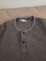 Wallace And Barnes Mens Large Gray Waffle Long Sleeve Henley Shirt