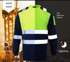Hi Vis Viz T Shirt High Visibility Safety Reflective Tape Work Top Long Sleeve