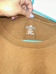 Carhartt Shirt Mens XXL Brown Cotton Spell Out Arm Graphic Work Wear Classic