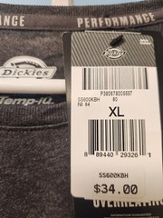 Dickies Cooling Temp-iQ Performance Short Sleeve Pocket Tee Gray XL NWT