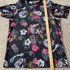Good Vibes Drill Clothing Co Shirt Mens Medium Black Tropical Tiki Skeleton Surf