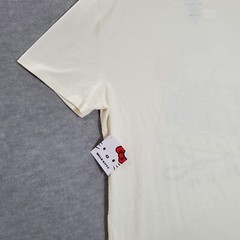 Hello Kitty Men Shirt XL Cream Logo Mix It Up Tape Graphic Short Sleeve Tee NWT