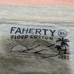 Faherty Cloud Cotton Henley Shirt Mens XL Teal Heather Long Sleeve Pima