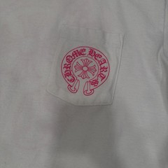 Chrome Hearts Horseshoe Plus Logo Pocket Short Sleeve Tee Shirt White Pink Large