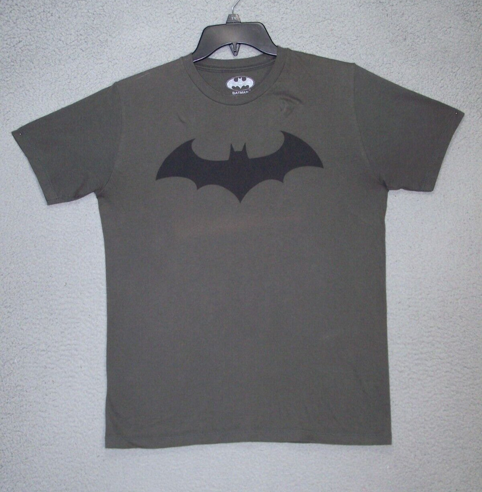 Batman Shirt Adult Medium Army Green Graphic Logo Short Sleeve Comics Movie Mens