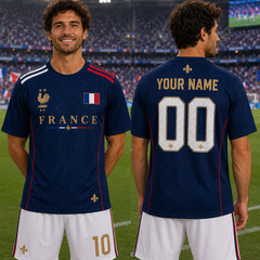 France Soccer Jersey Personalized Name Number Mens French Football Shirt (S-5XL)