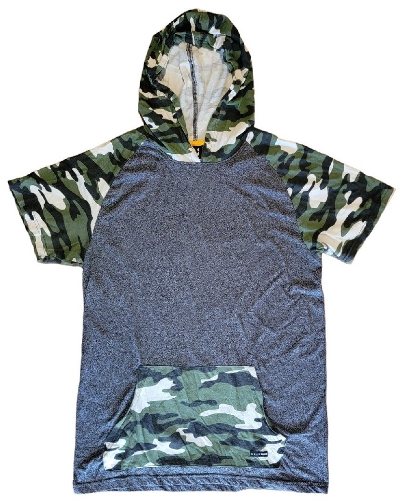 WXYZ Boys Large CAMO Print W Heathered Gray Hooded Tshirt