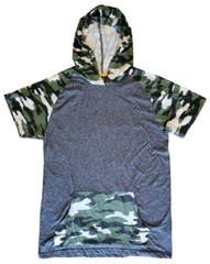WXYZ Boys Large CAMO Print W Heathered Gray Hooded Tshirt