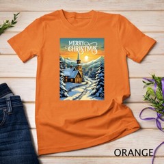 Christmas Church in the Mountains A Peaceful Scene #1 Funny Unisex T-shirt