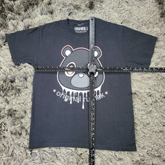 Original Rufnek T-Shirt Mens Large Black Graphic Dripping Bear Short Sleeve Logo