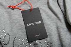 Roberto Cavalli “SPORT” Men’s Gray Embellished Stretch T-Shirt US 2XL IT 56