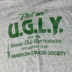 Vintage Single Stitch 1970s/80s UGLY Bartender Election T Shirt Single Stitch