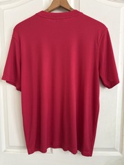 Tulliano Men’s Large Red Ribbed Mock Neck Short Sleeve Stretch T-Shirt