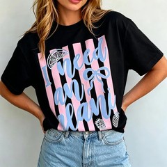 Stylish I Need An Alani T-Shirt Energy Drink Vibe Top Pink and Blue Striped