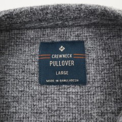 Members Mark Waffle Knit Crewneck Pullover Shirt Mens Large Gray Heritage Cotton